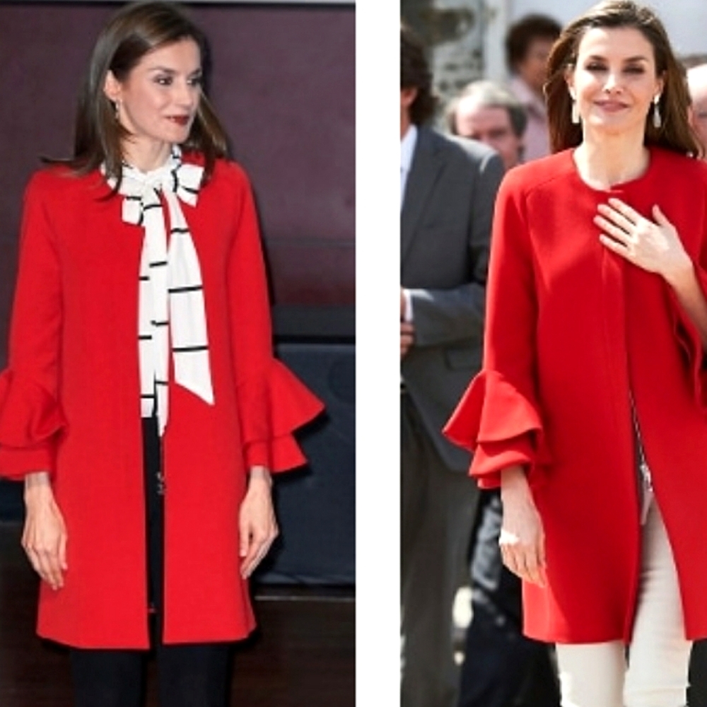Belle Vere Red Nwot   Ruffled  3/4 Long Sleeve Dress/Coat